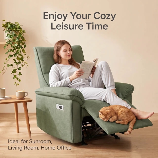 Alt view image 7 of 7 - Wall Hugger Recliner, Zero Wall Power Recliner Chair Electric for Living Fabric Reclining Armchair for Small Space