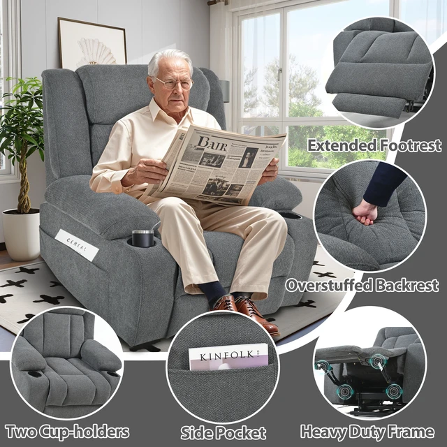 Alt view image 5 of 7 - Power Lift Recliner Chair for Elderly, Fabric Lift Chairs for Living Extended Footrest Single Sofa Theater Seat