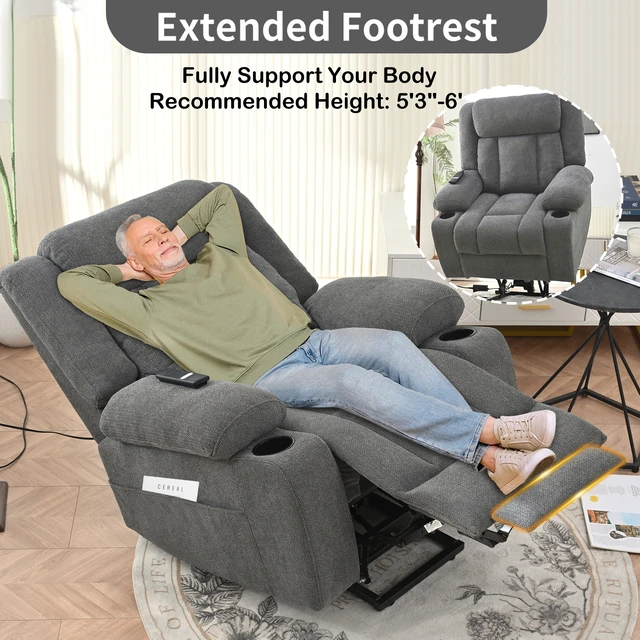 Alt view image 3 of 7 - Power Lift Recliner Chair for Elderly, Fabric Lift Chairs for Living Extended Footrest Single Sofa Theater Seat