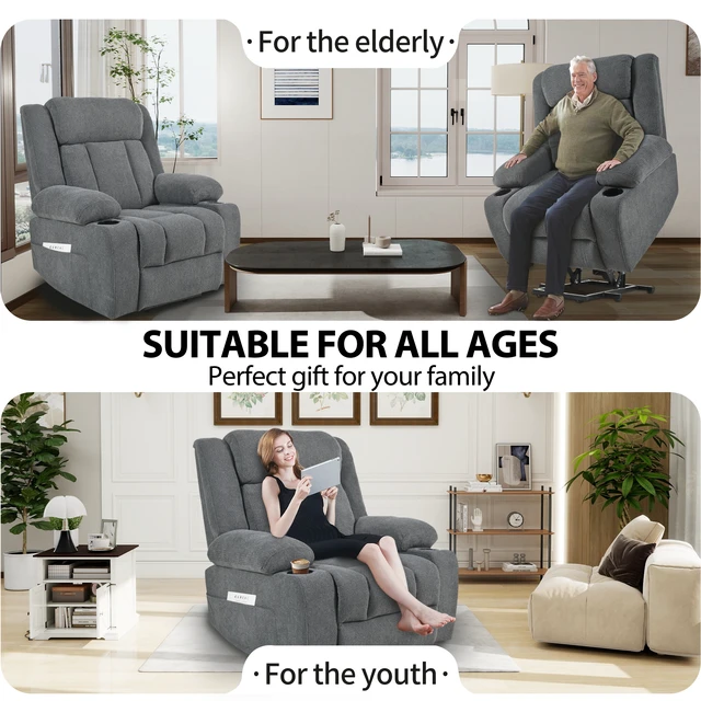 Alt view image 7 of 7 - Power Lift Recliner Chair for Elderly, Fabric Lift Chairs for Living Extended Footrest Single Sofa Theater Seat