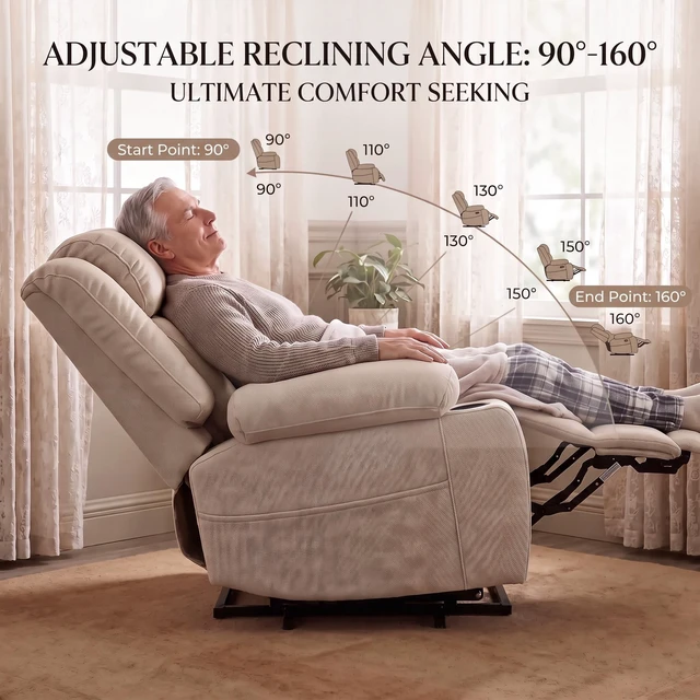 Alt view image 3 of 6 - Power Lift Recliner Chair for Elderly, Fabric Lift Chairs for Living Extended Footrest Single Sofa Theater Seat