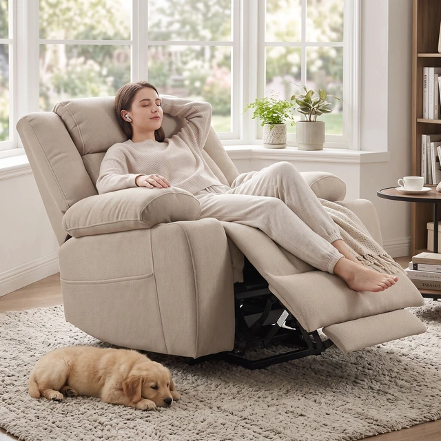 Alt view image 4 of 6 - Power Lift Recliner Chair for Elderly, Fabric Lift Chairs for Living Extended Footrest Single Sofa Theater Seat