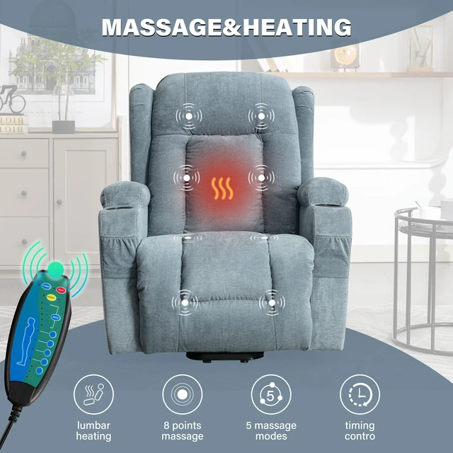 Alt view image 5 of 7 - Power Lift Recliner Chair Recliners for Elderly with Heat and Massage Chair for Living with Infinite Position and Side