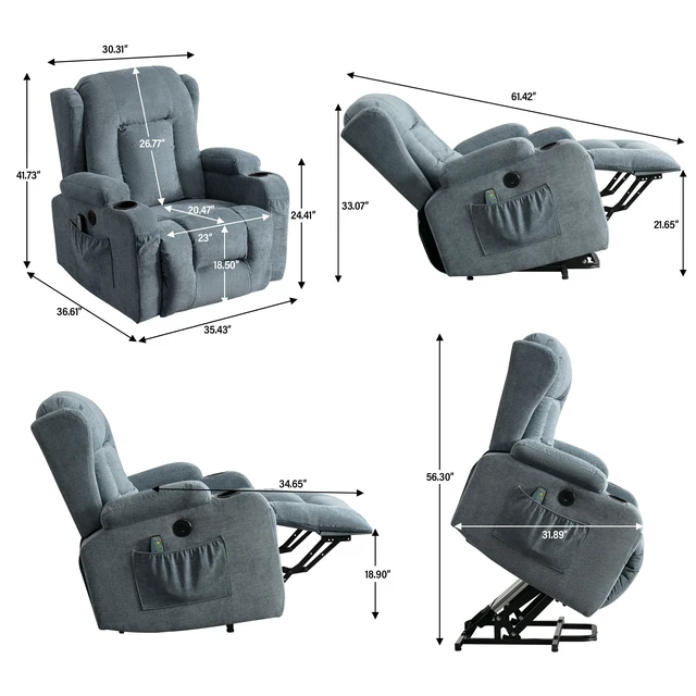 Alt view image 4 of 7 - Power Lift Recliner Chair Recliners for Elderly with Heat and Massage Chair for Living with Infinite Position and Side