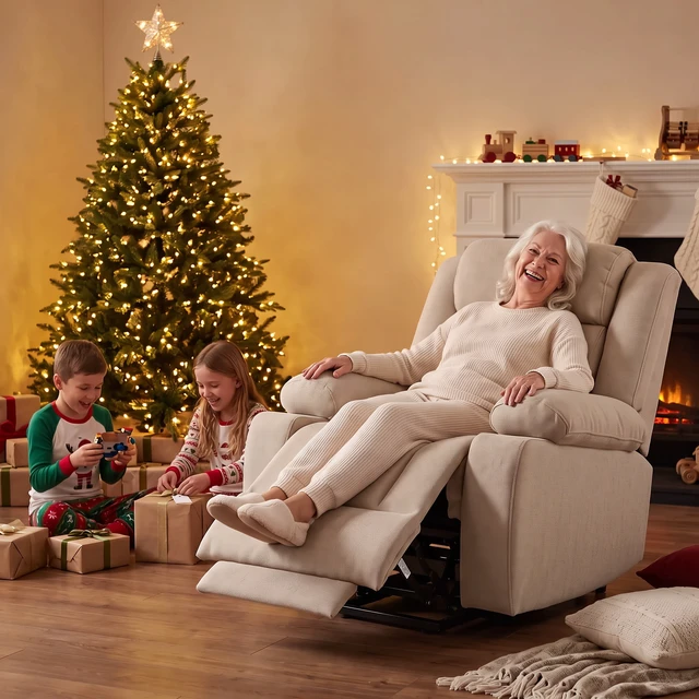 Alt view image 6 of 6 - Power Lift Recliner Chair for Elderly, Fabric Lift Chairs for Living Extended Footrest Single Sofa Theater Seat