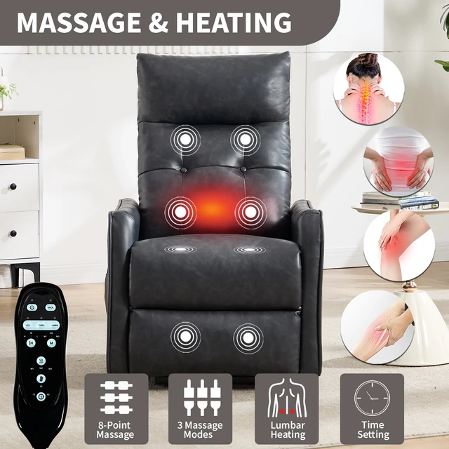Alt view image 6 of 7 - Single Motor Power Lift Recliner Chair with Massage and Heat for Elderly, Heavy Duty Motion Mechanism and One USB