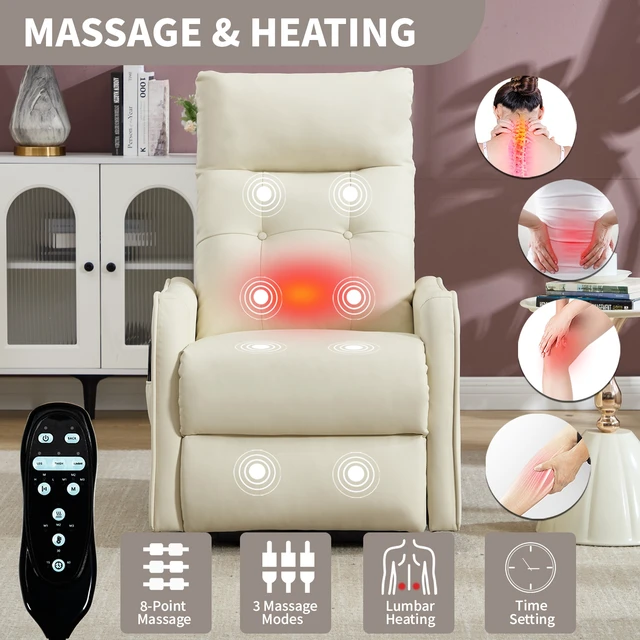 Alt view image 6 of 7 - Single Motor Power Lift Recliner Chair with Massage and Heat for Elderly, Heavy Duty Motion Mechanism and One USB