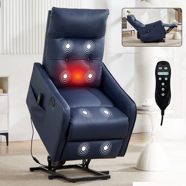 Main image of Single Motor Power Lift Recliner Chair with Massage and Heat for Elderly, Heavy Duty Motion Mechanism and One USB