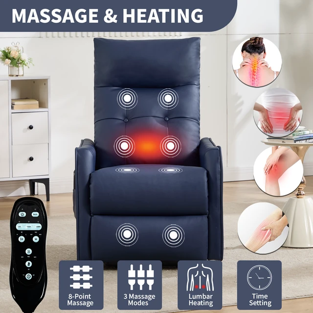 Alt view image 6 of 7 - Single Motor Power Lift Recliner Chair with Massage and Heat for Elderly, Heavy Duty Motion Mechanism and One USB