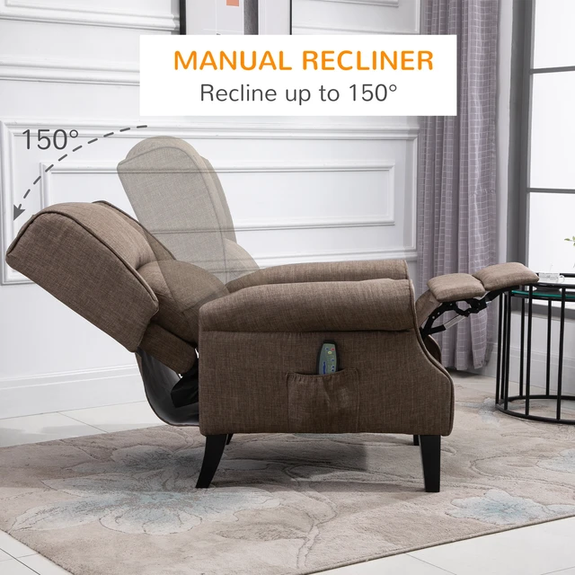 Alt view image 6 of 7 - Massage Recliner Sofa with Heat Function, Remote Control, Brown, Polyester, Recliners Massage Chairs