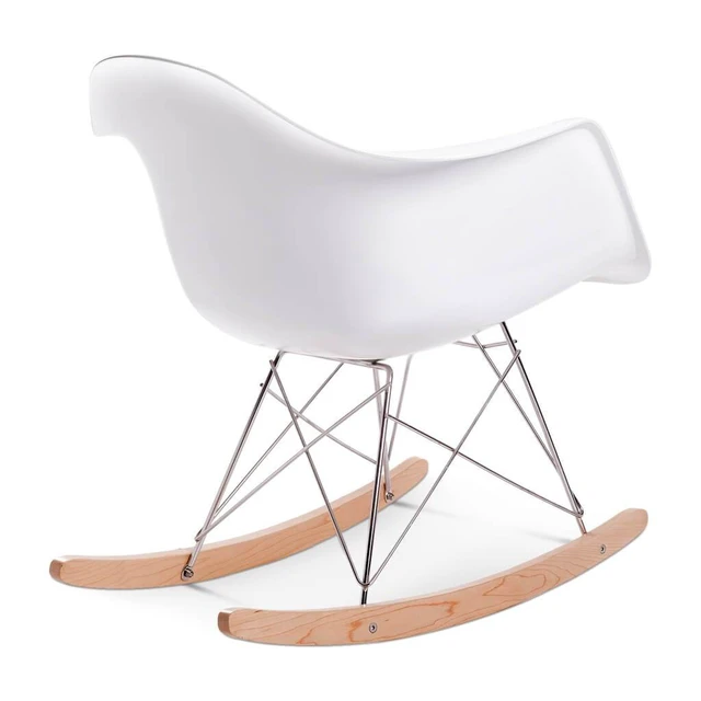 Alt view image 3 of 7 - Fiberglass Rocking Chair, Gloss White, Fiberglass, Solid Wood and Stainless Steel