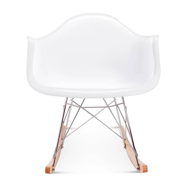 Alt view image 2 of 7 - Fiberglass Rocking Chair, Gloss White, Fiberglass, Solid Wood and Stainless Steel