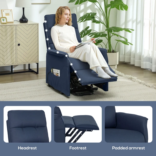 Alt view image 2 of 7 - Power Lift Recliner Chair for Elderly, Fabric Lift Chair Sofa with Remote Control Side Pockets Pocket Spring Tufted