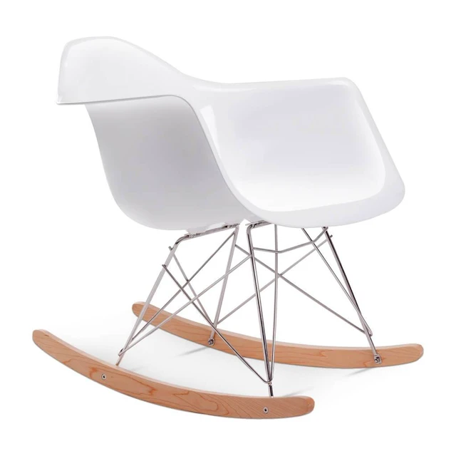 Alt view image 4 of 7 - Fiberglass Rocking Chair, Gloss White, Fiberglass, Solid Wood and Stainless Steel