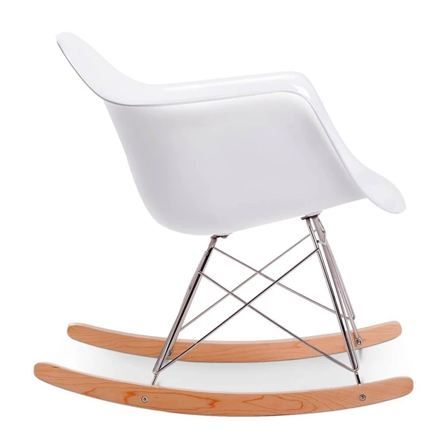 Alt view image 5 of 7 - Fiberglass Rocking Chair, Gloss White, Fiberglass, Solid Wood and Stainless Steel