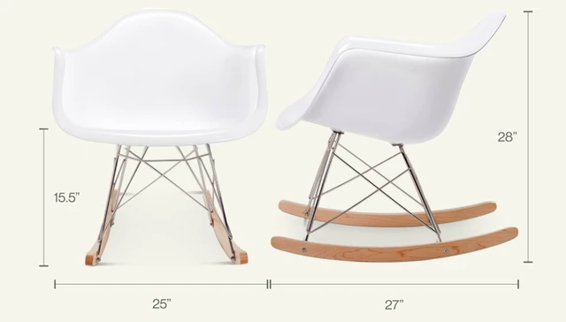 Alt view image 7 of 7 - Fiberglass Rocking Chair, Gloss White, Fiberglass, Solid Wood and Stainless Steel
