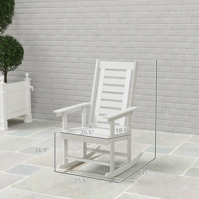 Alt view image 7 of 7 - Outdoor Rocking Chairs Set, HDPE Patio Rocking Chairs with 28 Inch High Back and Wide Armrests All Weather Slatted