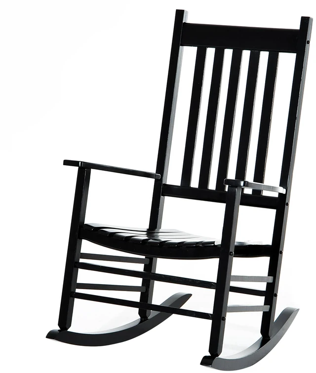 Main image of Outdoor Rocking Chair, Patio Wooden Rocking Chair with Smooth Armrests High Back for Garden Supports 353 LBS, Black