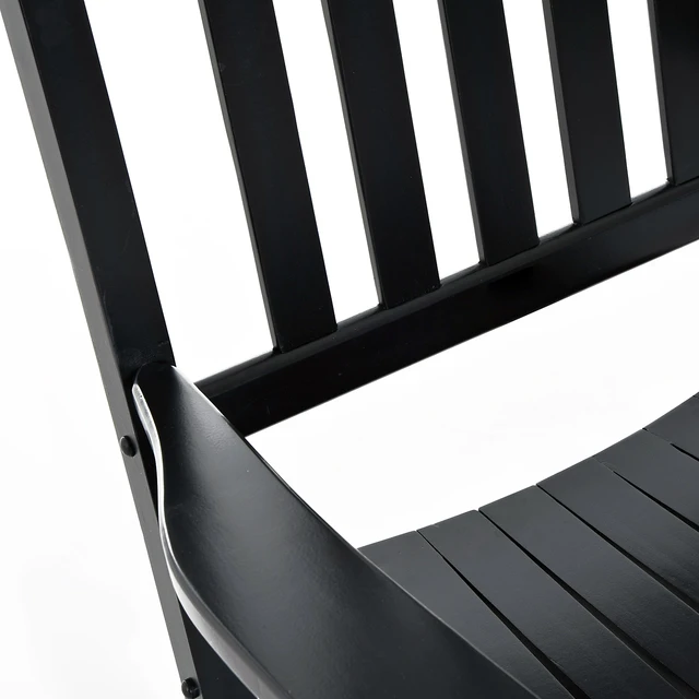 Alt view image 5 of 7 - Outdoor Rocking Chair, Patio Wooden Rocking Chair with Smooth Armrests High Back for Garden Supports 353 LBS, Black