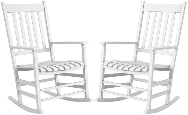 Main image of Outdoor Rocking Chair Set, Patio Rocking Chair with Smooth Curves High Density Wooden Rockers for Lawn Garden Supports