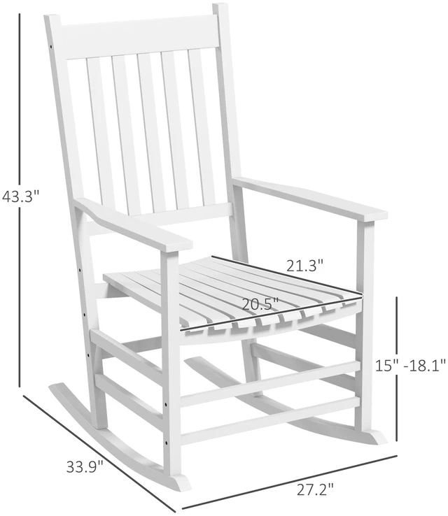 Alt view image 7 of 7 - Outdoor Rocking Chair Set, Patio Rocking Chair with Smooth Curves High Density Wooden Rockers for Lawn Garden Supports