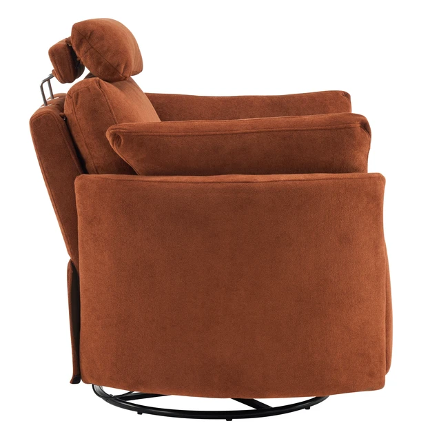 Alt view image 7 of 7 - Manual Swivel Glider Recliner Chair with Adjustable Headrest and Removable Arm Pillows, Degree Rocking Armchair