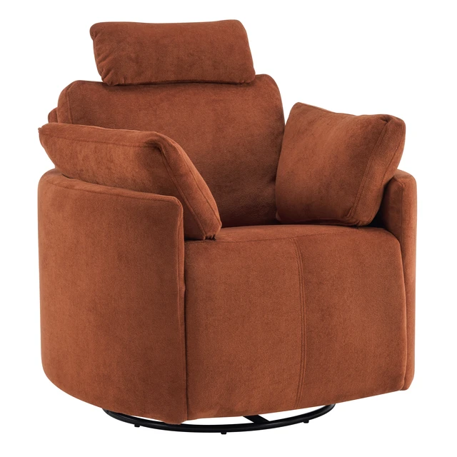 Alt view image 4 of 7 - Manual Swivel Glider Recliner Chair with Adjustable Headrest and Removable Arm Pillows, Degree Rocking Armchair
