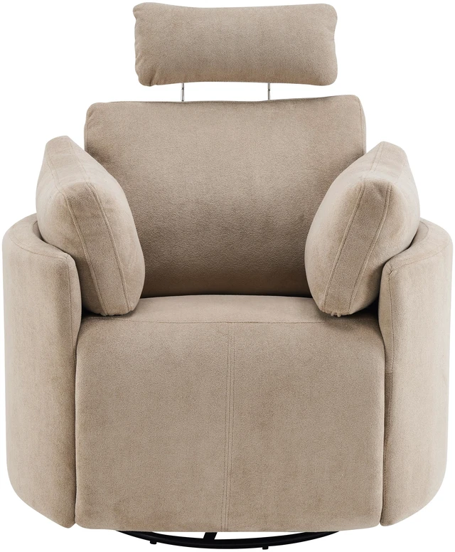 Alt view image 2 of 6 - Manual Swivel Glider Recliner Chair with Adjustable Headrest and Removable Arm Pillows, Degree Rocking Armchair