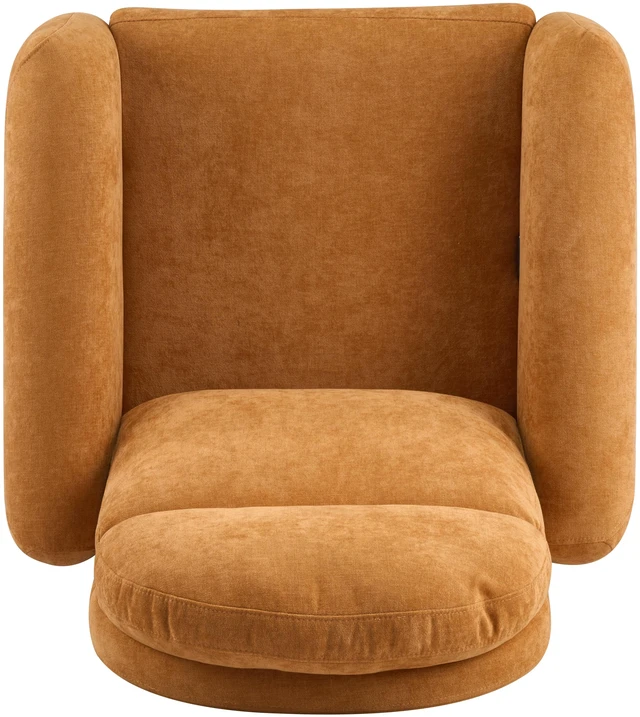 Alt view image 6 of 7 - Degree Swivel Glider Chair for Living, Manual Recliner Armchair with Round Wooden Base Overstuffed Glider Chair
