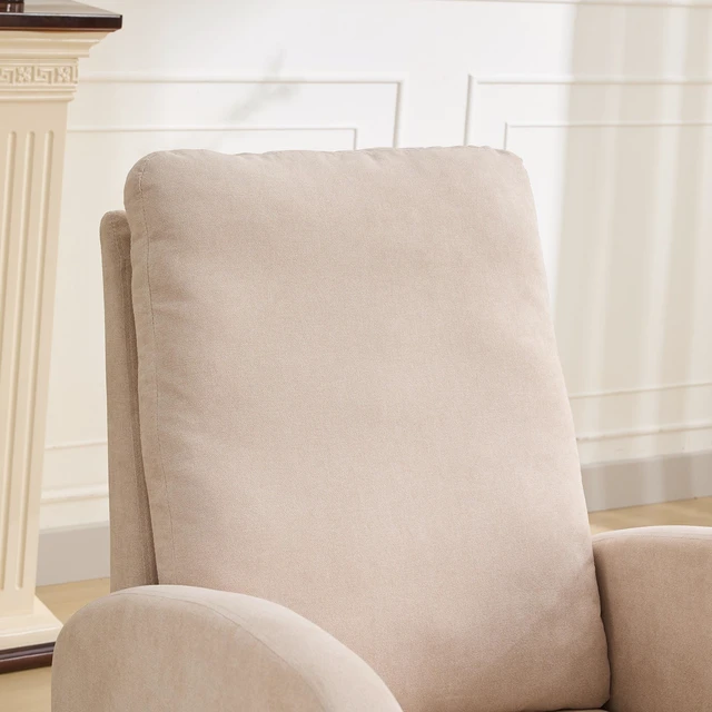 Alt view image 7 of 7 - 27 Inch Rocking Chair, Polyester Glider Chair with High Back and Side Pocket Rocking Accent Armchair with Rubber Wood
