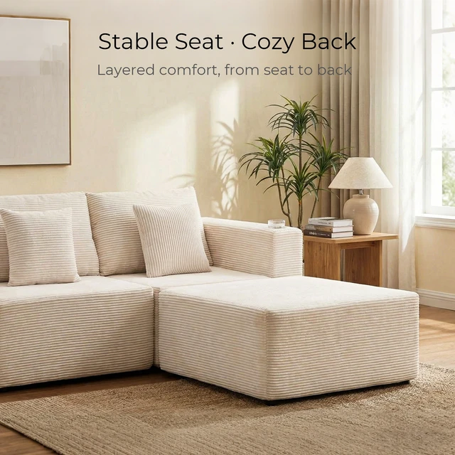 Alt view image 5 of 7 - Chenille Modular l Shaped Sectional Sofa with Chaise, Couch with Cup Holders and Side Storage Pockets Cushion Sofa