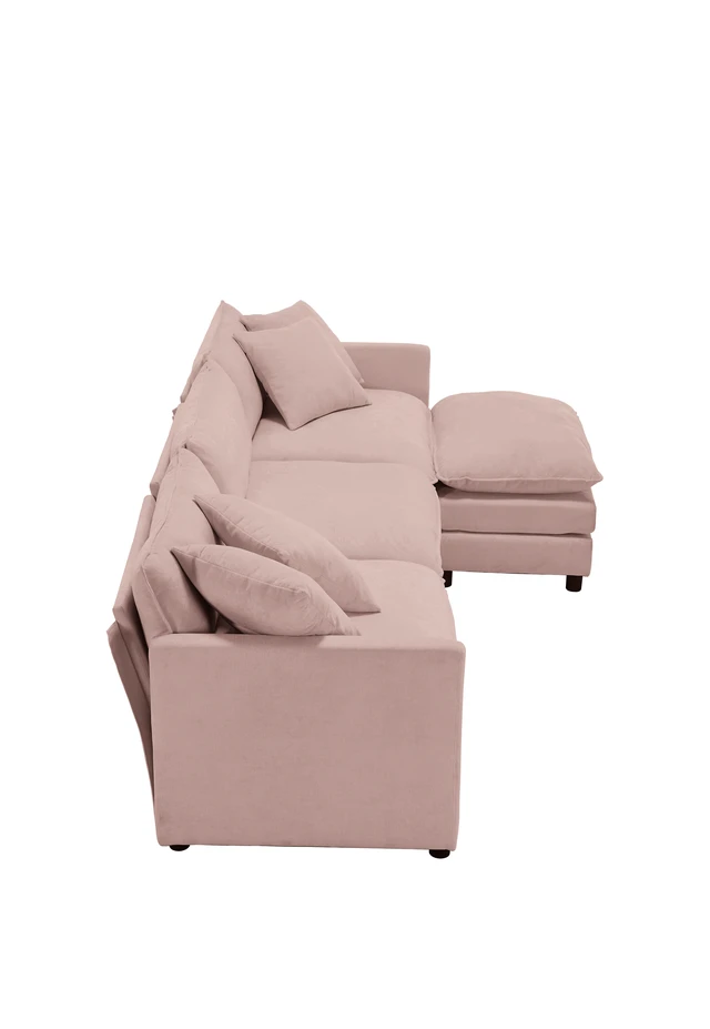 Alt view image 2 of 5 - 108 Inch L-Shaped Modular Frame Chenille Fabric Sofa, Featuring Design That Adapts Any Interior Space Delivering