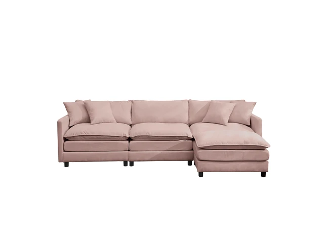 Alt view image 3 of 5 - 108 Inch L-Shaped Modular Frame Chenille Fabric Sofa, Featuring Design That Adapts Any Interior Space Delivering