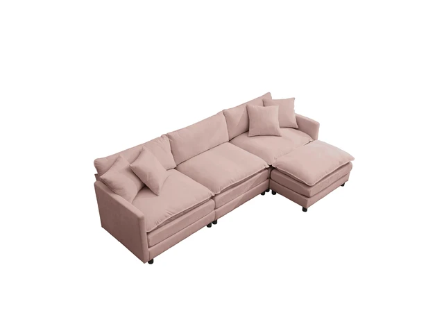 Alt view image 5 of 5 - 108 Inch L-Shaped Modular Frame Chenille Fabric Sofa, Featuring Design That Adapts Any Interior Space Delivering