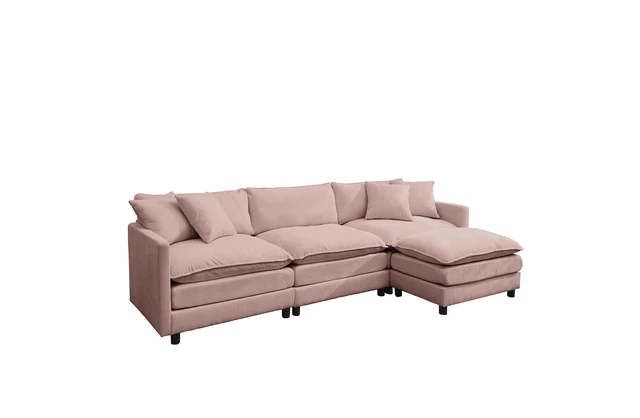 Alt view image 4 of 5 - 108 Inch L-Shaped Modular Frame Chenille Fabric Sofa, Featuring Design That Adapts Any Interior Space Delivering