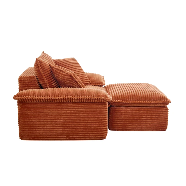 Alt view image 5 of 5 - Sofa Chair and Half with Deep Seat and Movable Layer Ottoman Set, Cloud Sofa Bed with Chaise Seater Modular Sectional