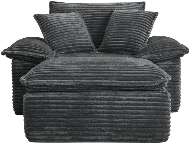 Alt view image 3 of 6 - Sofa Chair and Half with Deep Seat and Movable Layer Ottoman Set, Cloud Sofa Bed with Chaise Seater Modular Sectional