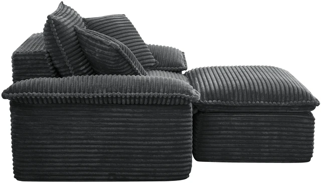 Alt view image 4 of 6 - Sofa Chair and Half with Deep Seat and Movable Layer Ottoman Set, Cloud Sofa Bed with Chaise Seater Modular Sectional