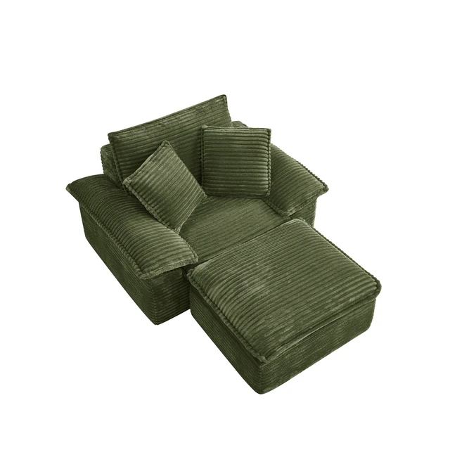 Alt view image 5 of 5 - Sofa Chair and Half with Deep Seat and Movable Layer Ottoman Set, Cloud Sofa Bed with Chaise Seater Modular Sectional