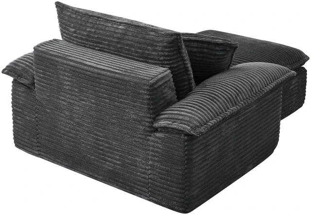 Alt view image 6 of 6 - Sofa Chair and Half with Deep Seat and Movable Layer Ottoman Set, Cloud Sofa Bed with Chaise Seater Modular Sectional