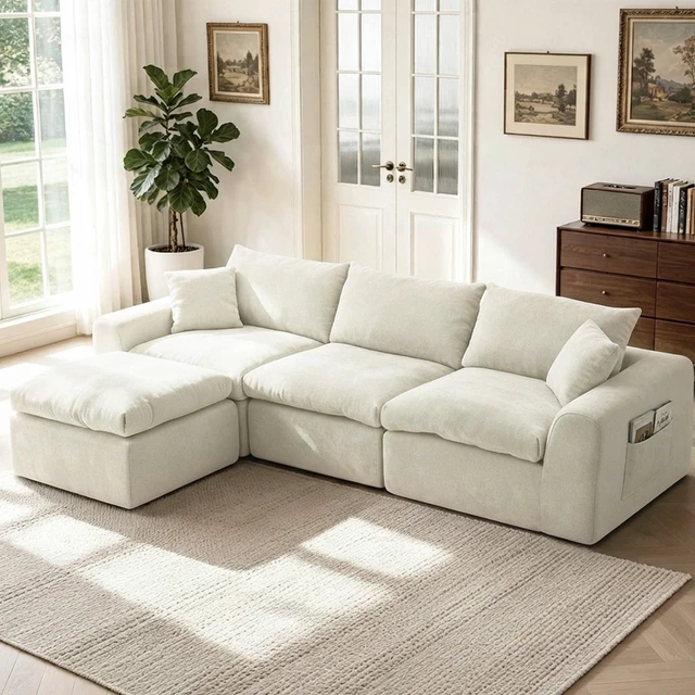 Main image of 110 Inch Modular Sectional Sofa, l Shape Convertible Couch with Chaise Lounge Density Foam Upholstered Corner Sofa