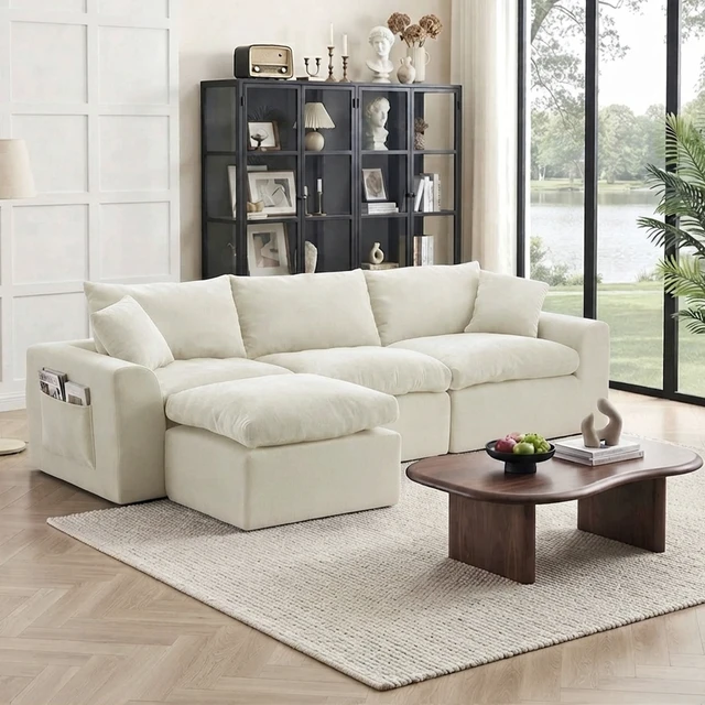 Alt view image 2 of 7 - 110 Inch Modular Sectional Sofa, l Shape Convertible Couch with Chaise Lounge Density Foam Upholstered Corner Sofa
