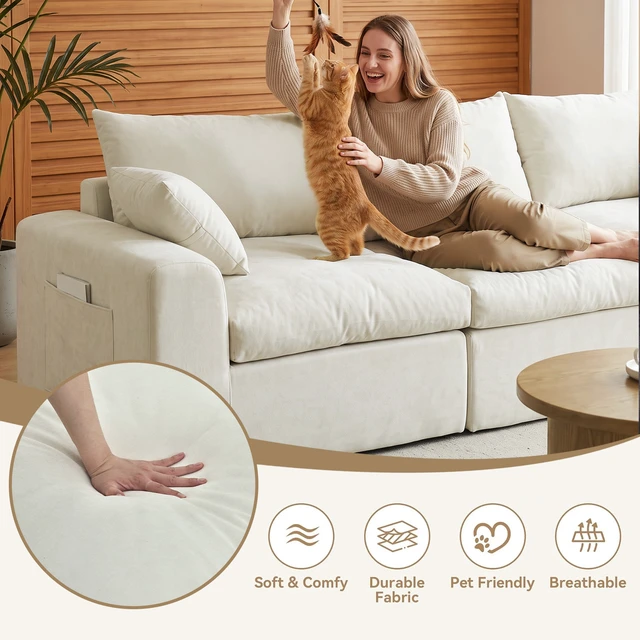 Alt view image 7 of 7 - 110 Inch Modular Sectional Sofa, l Shape Convertible Couch with Chaise Lounge Density Foam Upholstered Corner Sofa