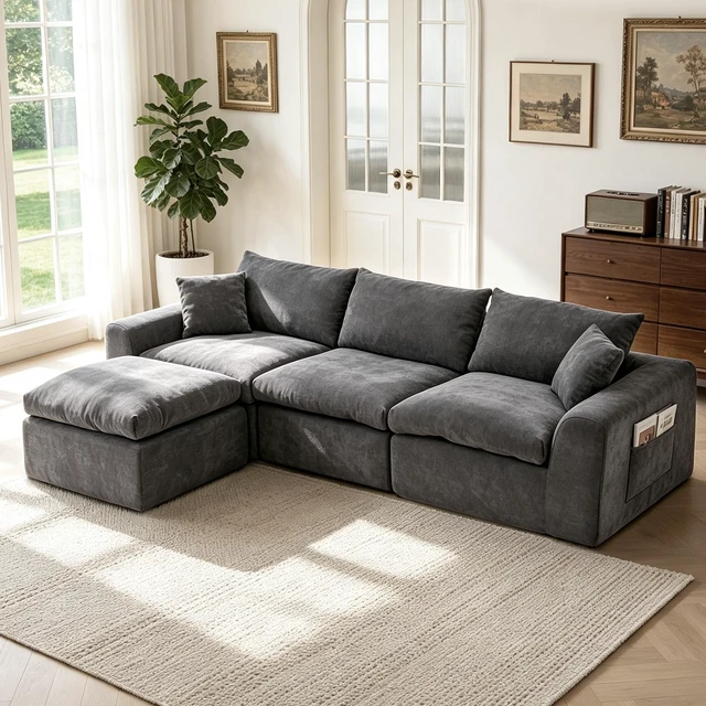 Main image of 110 Inch Modular Sectional Sofa, l Shape Convertible Couch with Chaise Lounge Density Foam Upholstered Corner Sofa