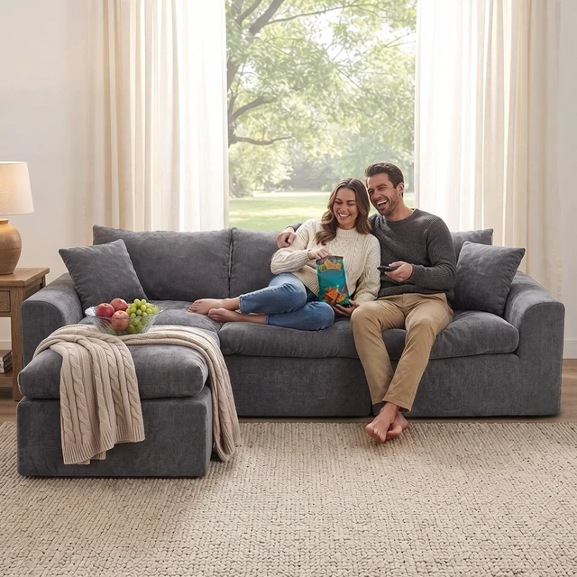 Alt view image 3 of 7 - 110 Inch Modular Sectional Sofa, l Shape Convertible Couch with Chaise Lounge Density Foam Upholstered Corner Sofa