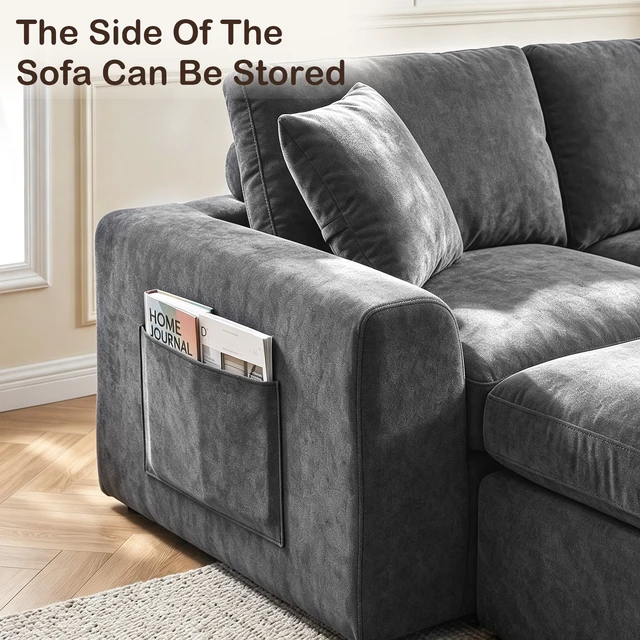 Alt view image 6 of 7 - 110 Inch Modular Sectional Sofa, l Shape Convertible Couch with Chaise Lounge Density Foam Upholstered Corner Sofa