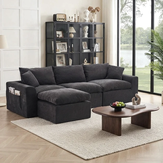 Alt view image 2 of 7 - 110 Inch Modular Sectional Sofa, l Shape Convertible Couch with Chaise Lounge Density Foam Upholstered Corner Sofa