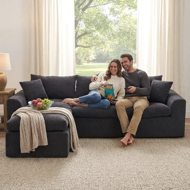 Alt view image 3 of 7 - 110 Inch Modular Sectional Sofa, l Shape Convertible Couch with Chaise Lounge Density Foam Upholstered Corner Sofa