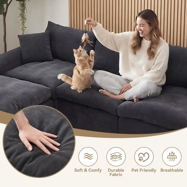Alt view image 6 of 7 - 110 Inch Modular Sectional Sofa, l Shape Convertible Couch with Chaise Lounge Density Foam Upholstered Corner Sofa