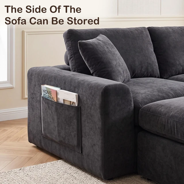 Alt view image 7 of 7 - 110 Inch Modular Sectional Sofa, l Shape Convertible Couch with Chaise Lounge Density Foam Upholstered Corner Sofa